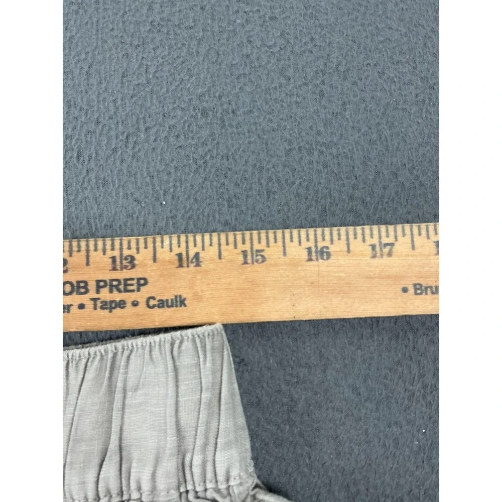 C&C California Pants Womens L Gray Linen Cargo Relaxed Elastic Waist Casual